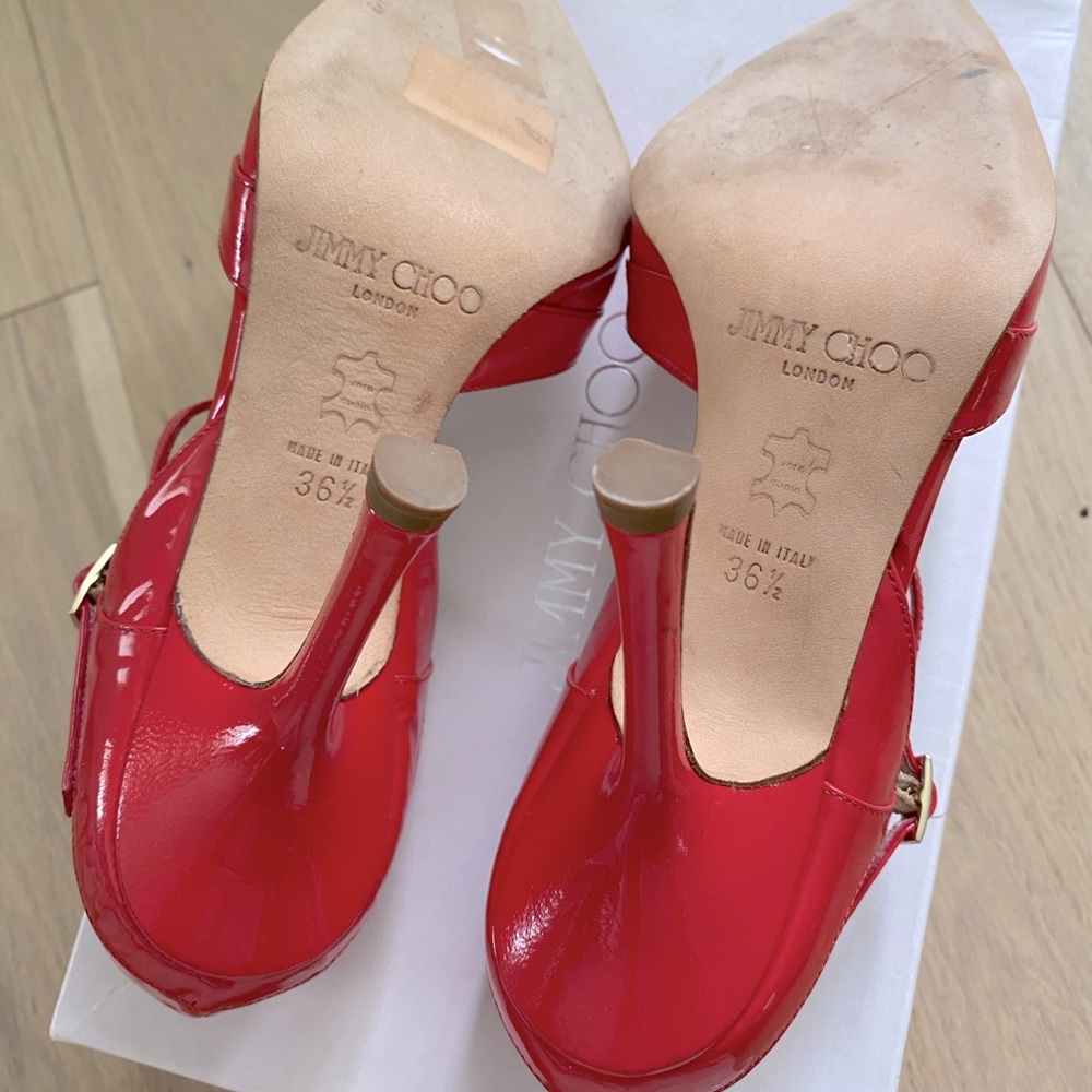 JIMMY CHOO Raspberry Patent Leather Pointed Toe Pumps 36.5 - Picture 6 of 16